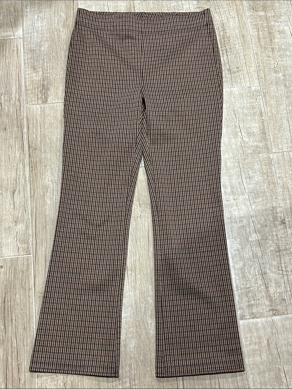 LOFT women’s Brown and Black Houndstooth Flare Pants